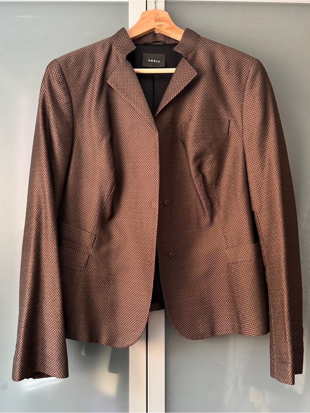 Akris Textured wool and Silk Chocolate Brown Women's Blazer